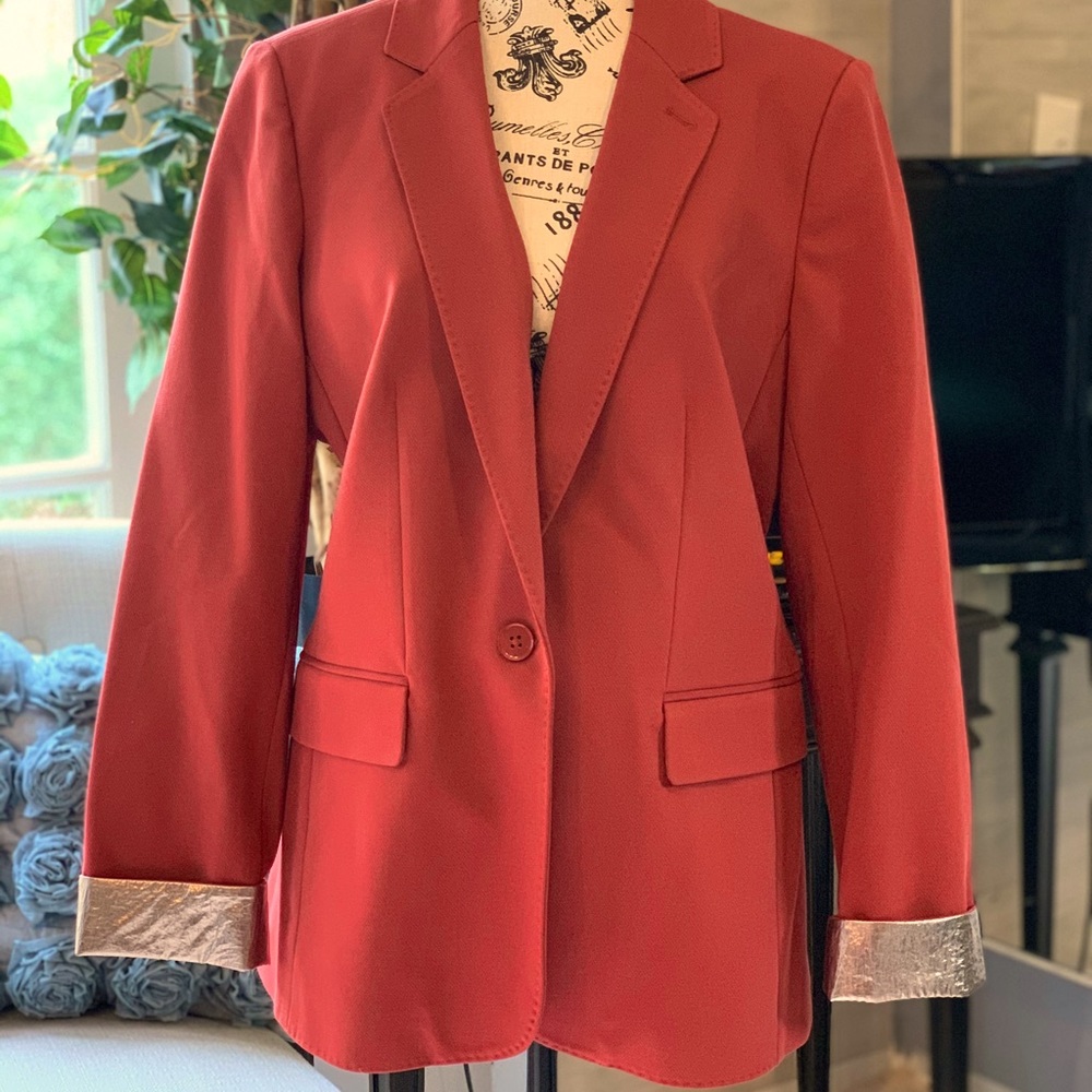 WHBM NWT Rust/Coral Blazer with Metallic Cuffs 16